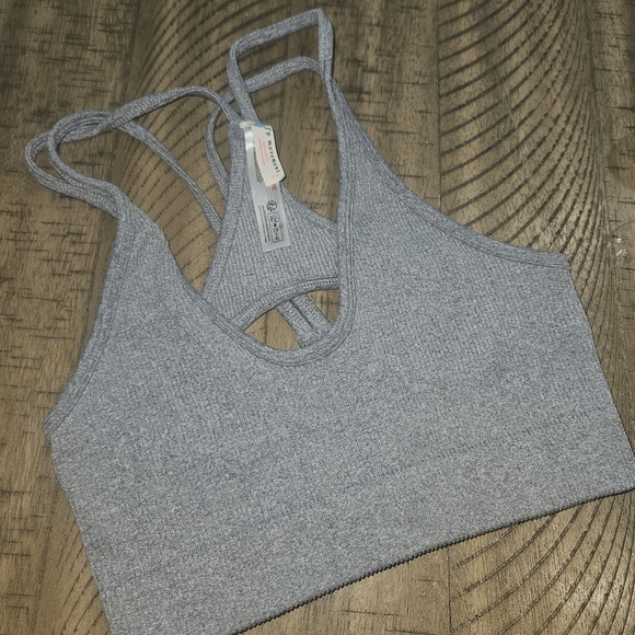 Gray Ribbed Crop Top - Picture 2 of 5